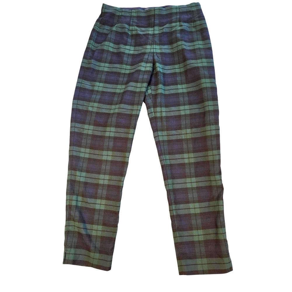 Chaps Pants Womens 8 Black‎ Watch Tartan Plaid Ankle Twill Stretch